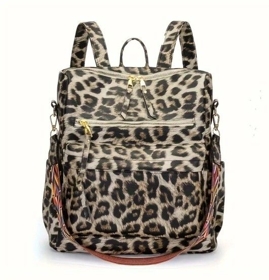 Leopard Pattern Backpack Purse