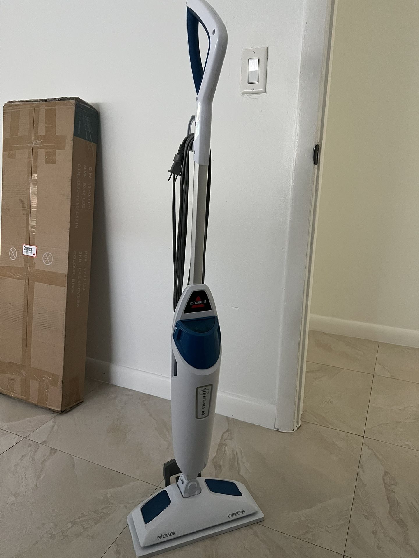 Bissell Power Fresh Steam Mop with Natural Sanitization, Floor Steamer, Tile Cleaner, and Hard Wood Floor Cleaner with Flip-Down Easy Scrubber, 1940A