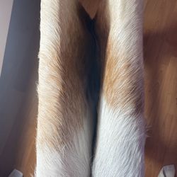 Wooden Stool With Animal Skin