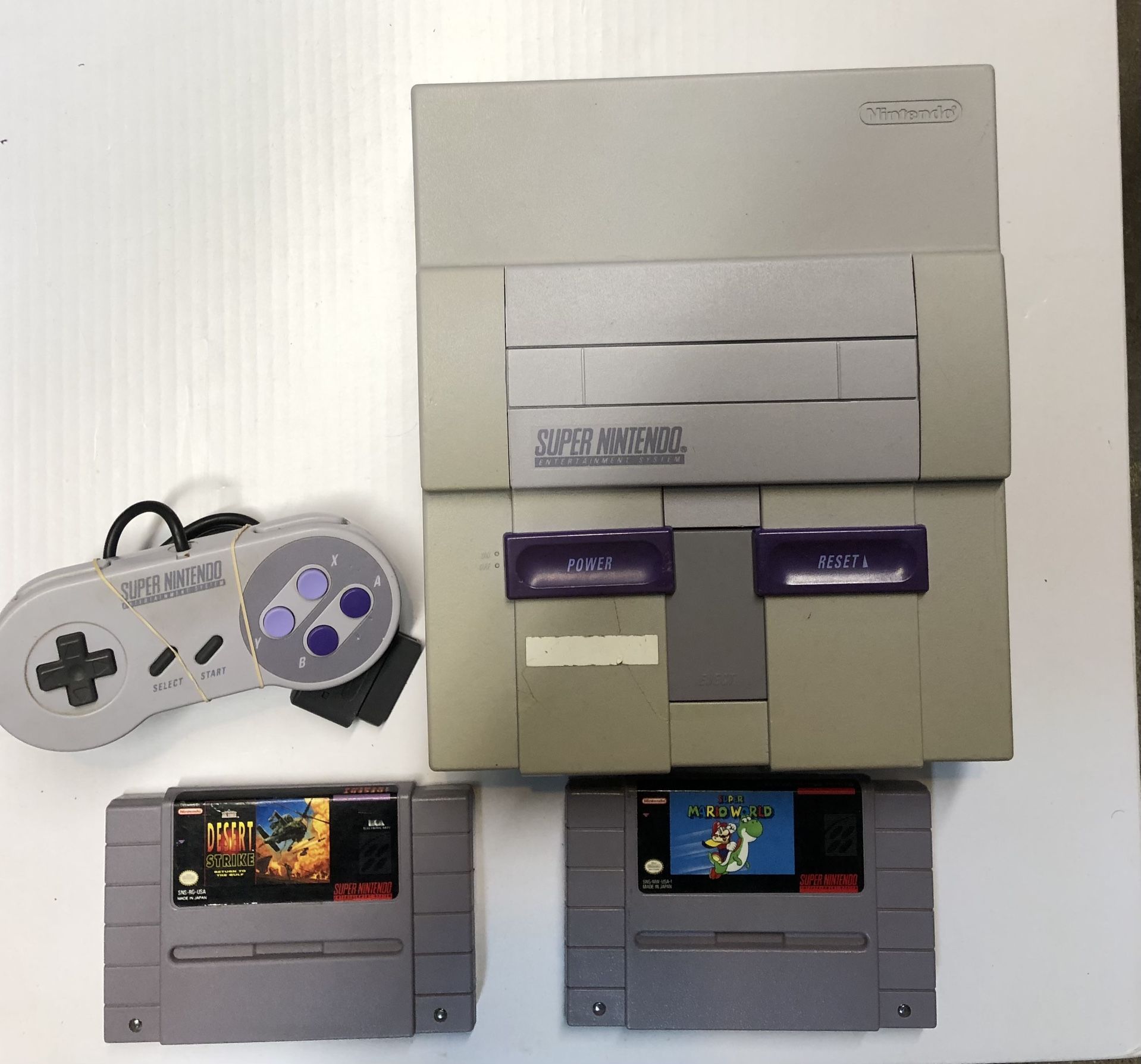 Read Description Super Nintendo With Desert Strike And Super Mario World 