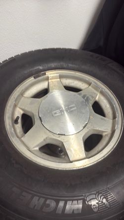 4 16” gmc or chevy sliverado rims with 4 used tires
