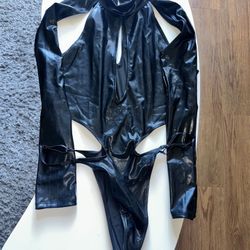 Rave Black Vegan leather Bodysuit 🖤✨