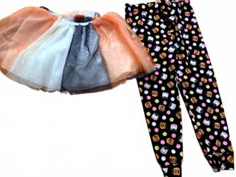 Halloween Print Leggings and Sheer Layered Skirt Set