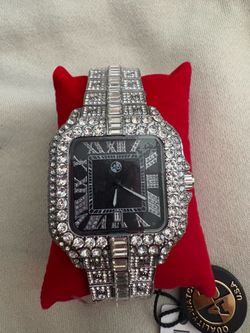 AJ silver watch with black face