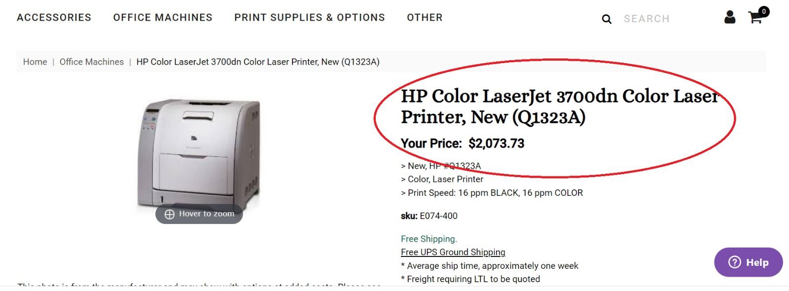 New HP LaserJet 3700dn Color Laser Printer (Q1323A)