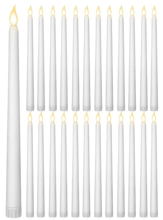 New 24 LED Flickering Flameless Taper Candles White Color