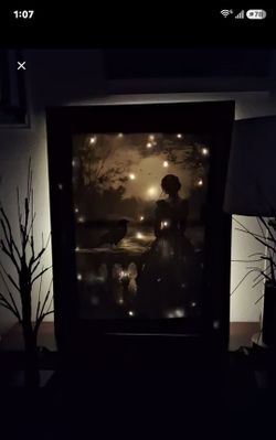 Decoupage canvas  Moonlit Raven Victorian silhouette canvas art