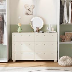 Brand New Cream White 6 Drawer Dresser Factory Sealed