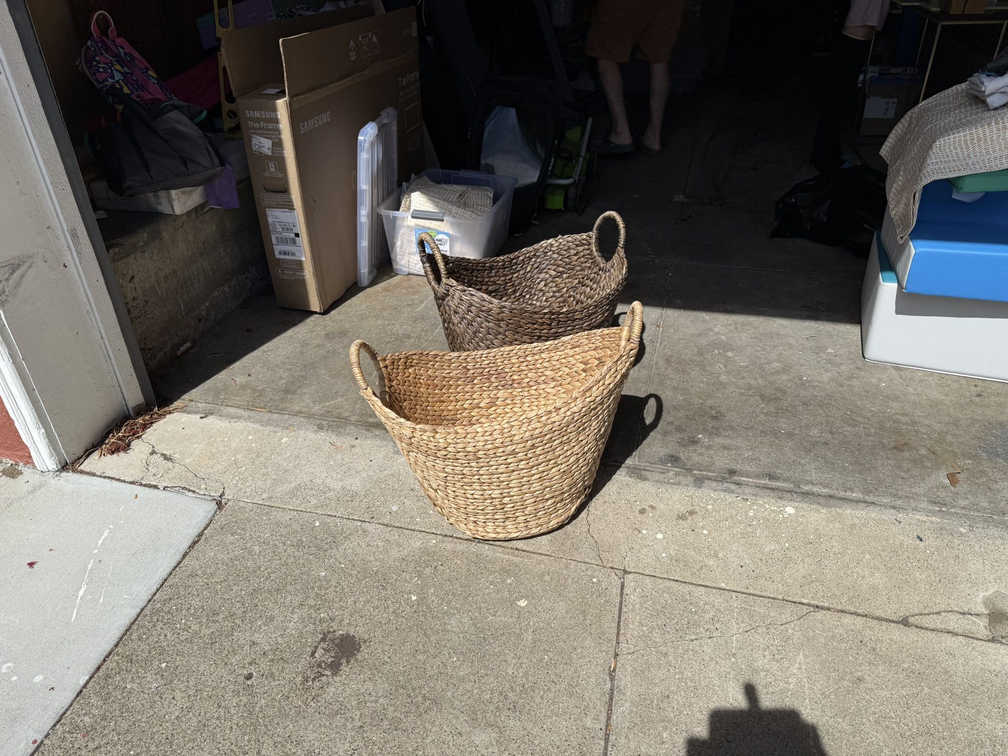 2 Large West Elm Wicker Baskets
