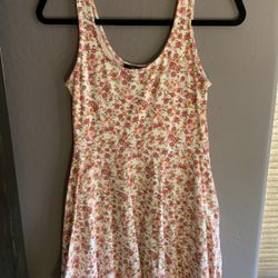 Forever 21 White And Pink Floral Print Dress Size Medium