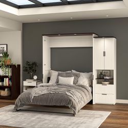 Queen Murphy Bed With Desk And Storage Cabinet