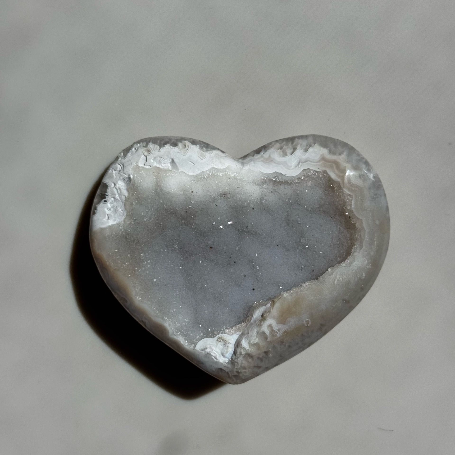 Druzy Agate Geode Heart Crystal — 3”