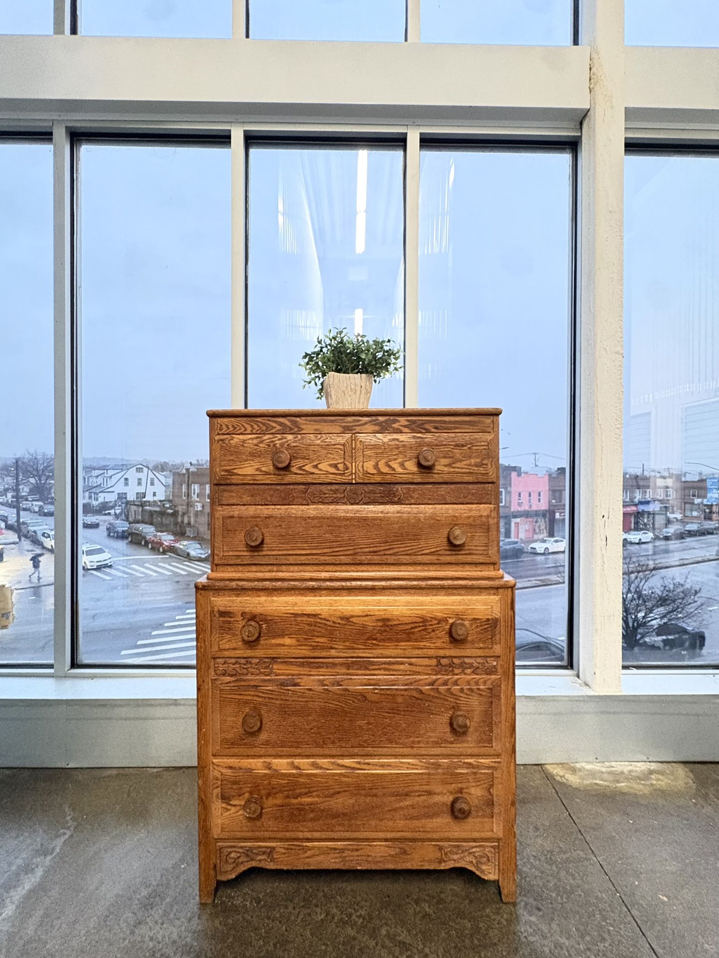 Vintage Traditional Classic Midcentury Modern Minimalist Brown Wood Dresser Chest Of Draws