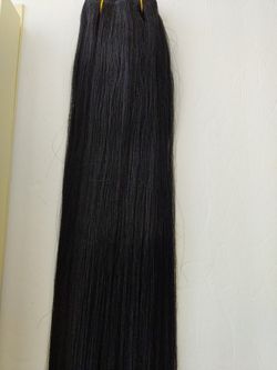 22" Jet-black "Full" Clip-on human hair extensions - Get length and fullness - Easy To style yourself Thumbnail