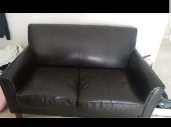 Brown leather couch