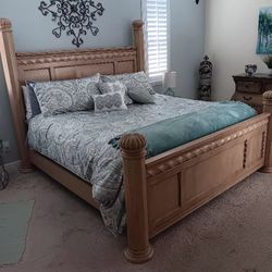 King Low Posta Bed By BERNHARDT PLUS ARMOIRE BY BASSETT 