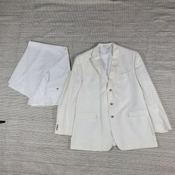 Vintage Sean John Suit 46L White Linen 2 Piece Sophisticated Chic Party Clubbing