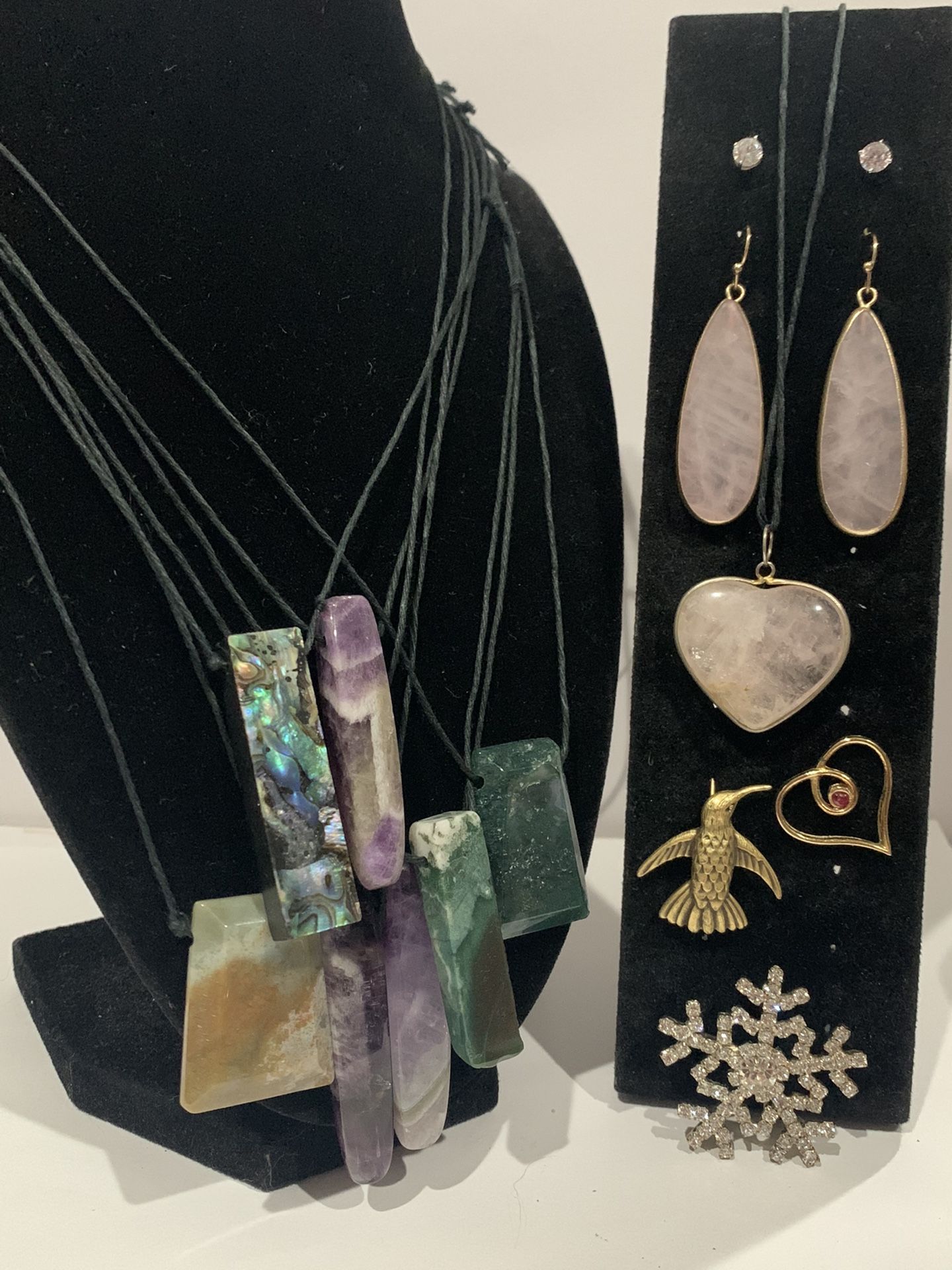 Vintage Gemstone Charms, Pendants And Pins. And Pendants