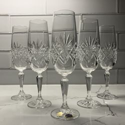 Bohemian Crystal - Set Of 5 - Champagne Flutes