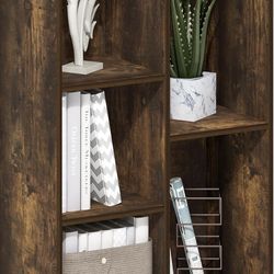 LUDER Book Shelf, 5-Cube Bookshelf, Reversible Bookcase, 9.4 x 19.5 x 31.5, Easy Assembly, for Living Room, Bedroom, Home Office, Amber Pine brand new