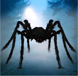 Giant Halloween Spider Decoration with Red Eyes