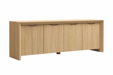 66.7“ TV Stand，Natural wood/4 doors，for Living Room, Family Room, or Office