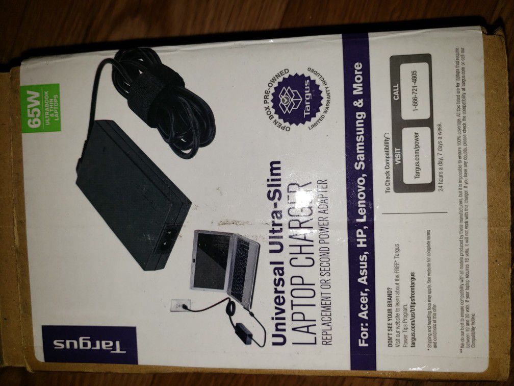 Targus laptop charger 90w open box never used 30 For: Acer, Asus, HP, Lenovo, Samsung & More