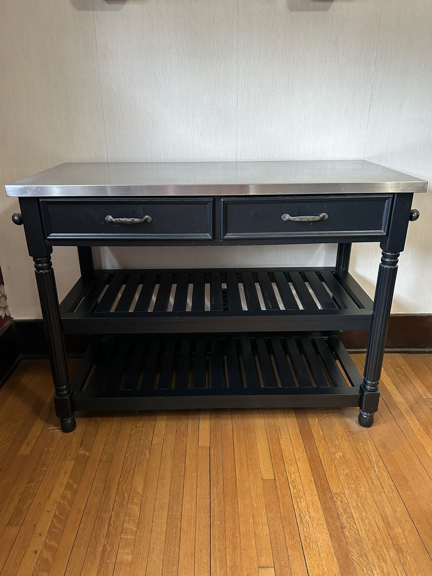 Stainless Steel/Black Kitchen Island