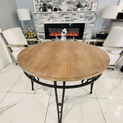 🌟 Round Dining / Kitchen Table – Wood Top & Metal Legs 🌟