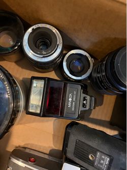 Vintage Camera & Lens Lot - Polaroid Land 100, Huge AO Lens