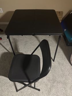 Black Folding Table with Folding Chairs included