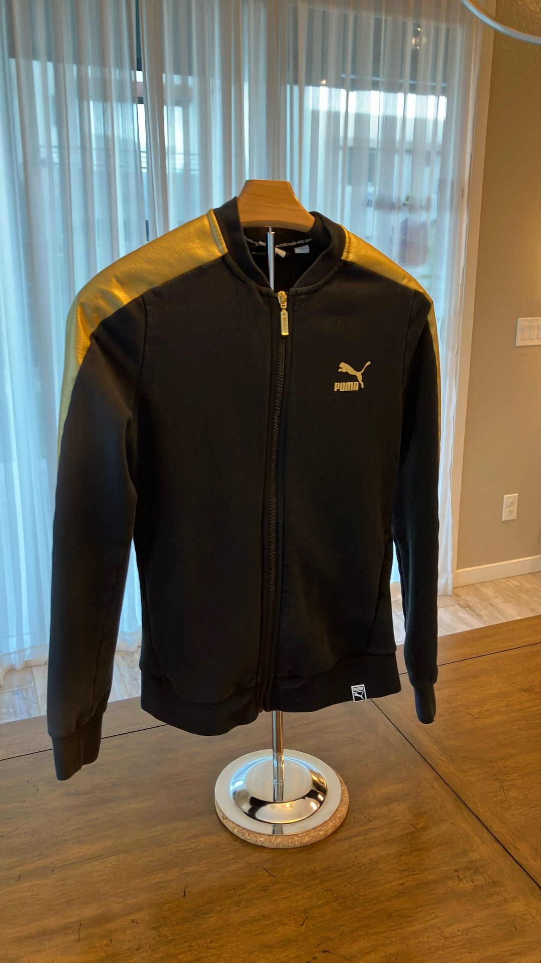 Puma Ladies Gold And Black Zip Track Sweatshirt - Small - Great Condition 