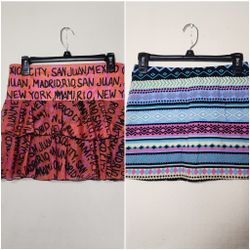 2 Medium Sized Women's Mini Skirts. Fun, Flirty, and Bright. One is From Early 2000s