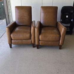 Leather Push Back Recliner Arm Chairs 