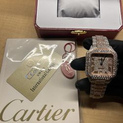 Two-Tone Fully Iced-Out Cartier Watch