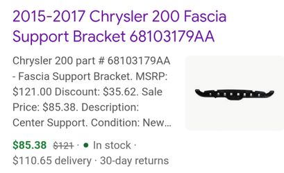 2015-17 chryler 200 rear bumper bracket