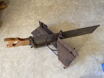 Large Vintage Cast Iron Mitre Saw Warranted Superior