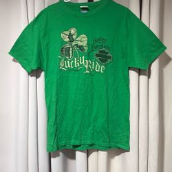 Harley Davidson Graphic T-shirt "Lucky Ride" Large Green Shamrock San Diego CA