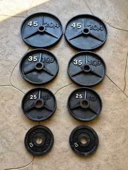300 LB Cast Iron Weight Plate Set – 45, 35, 25 & 10 LB Pairs