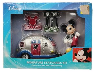 Disney Mickey Mouse Miniature Statuaries Garden Camper Kit 4 Piece Set