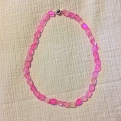 New Pink 20” Mermaid Mystic Glass Necklace Magnetic Clasp Luminescence
