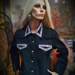 Swarovski Crystals Embellished Denim Jacket By Christine Alexander 