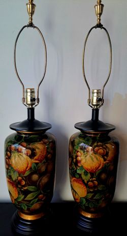 Vintage Frederick Cooper Hand Painted Lamps- Pair