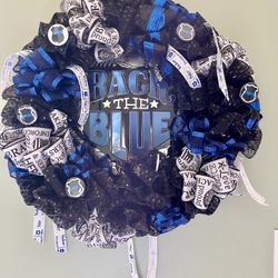 Back The Blue Christmas Wreath