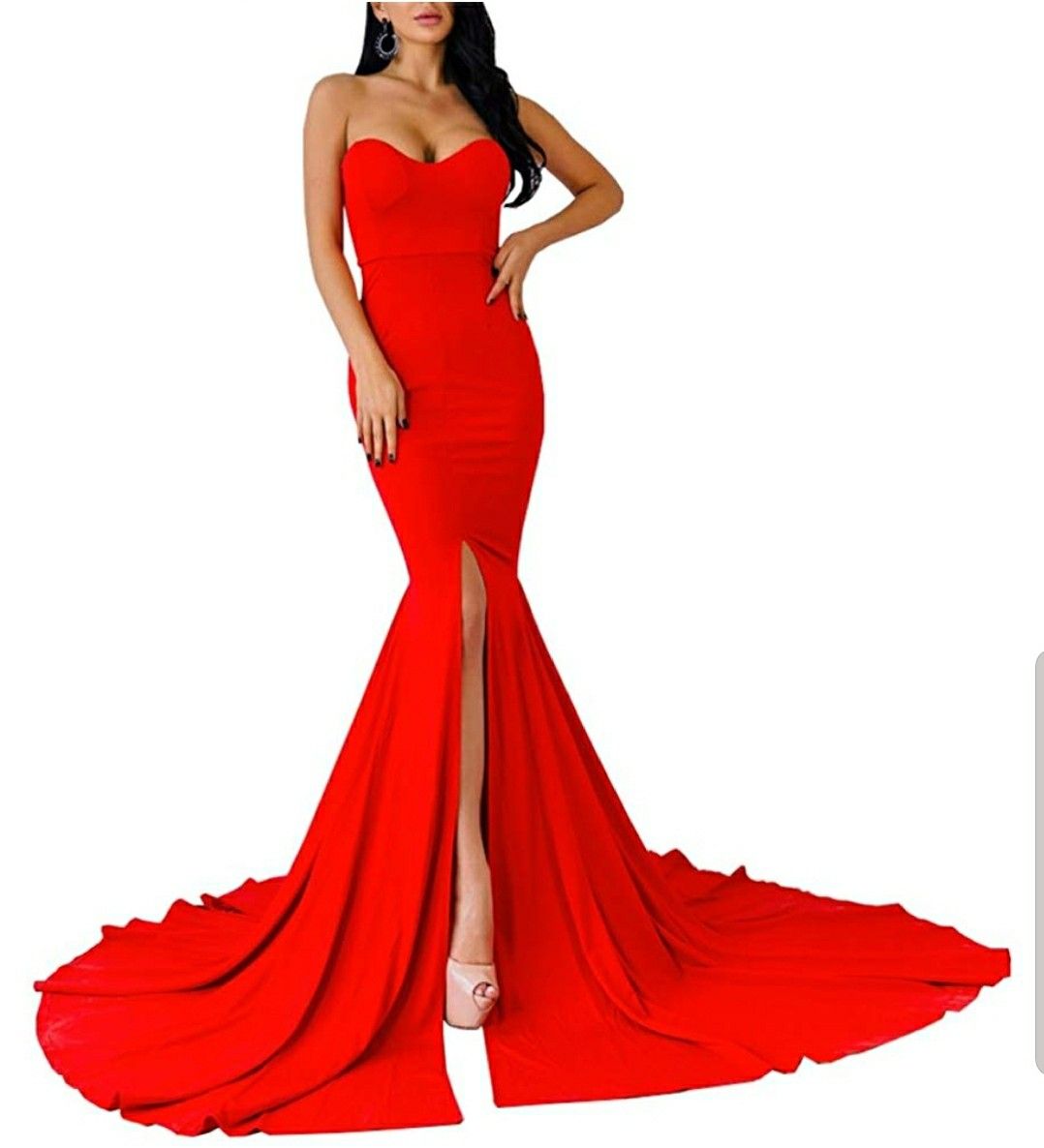Red maxi dress mermaid