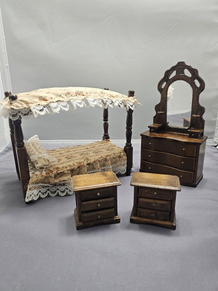Vintage Dollhouse Wooden Furniture Set