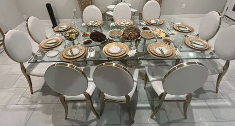 glass dining table gold legs