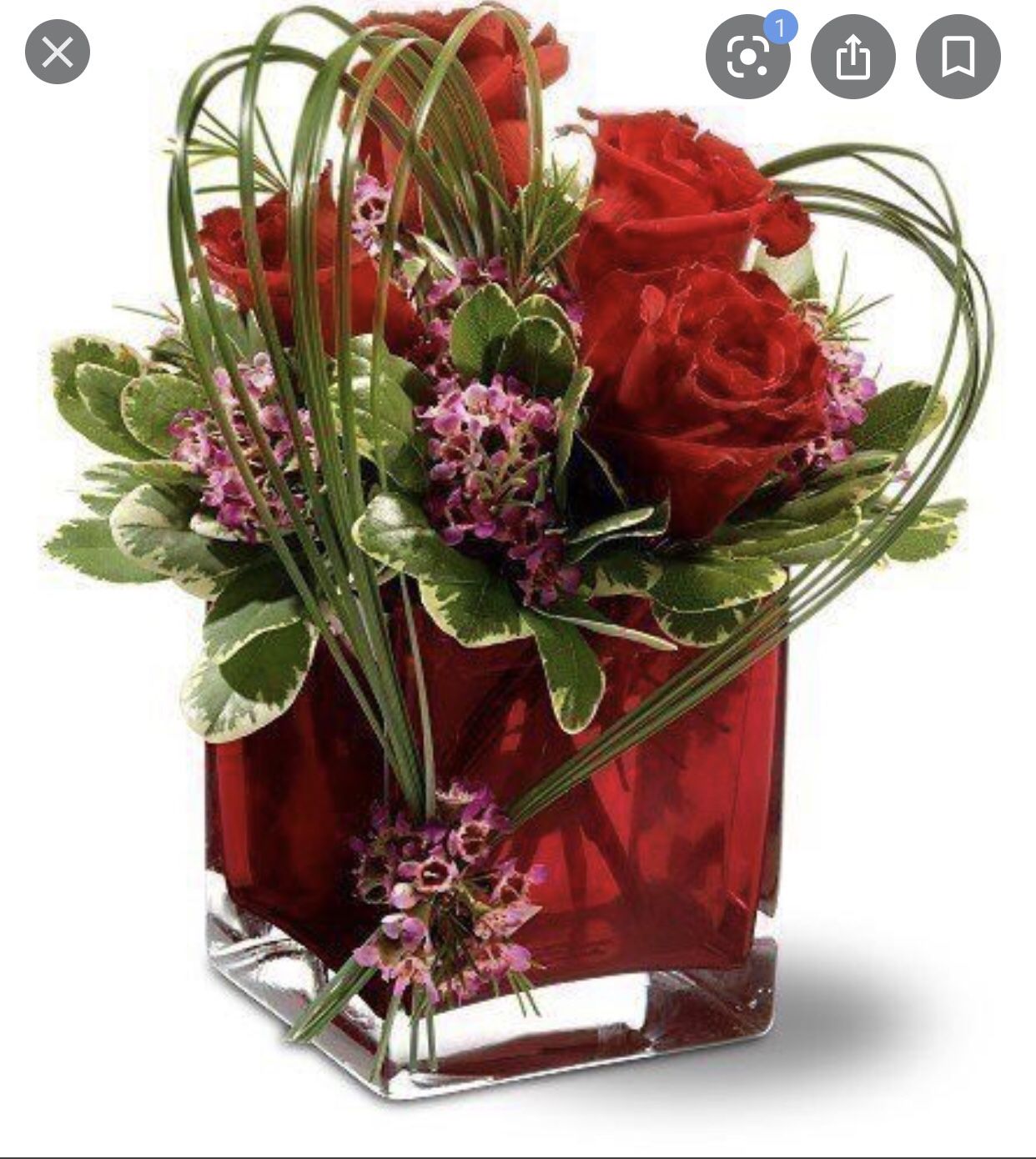 Square Red Flower Vase