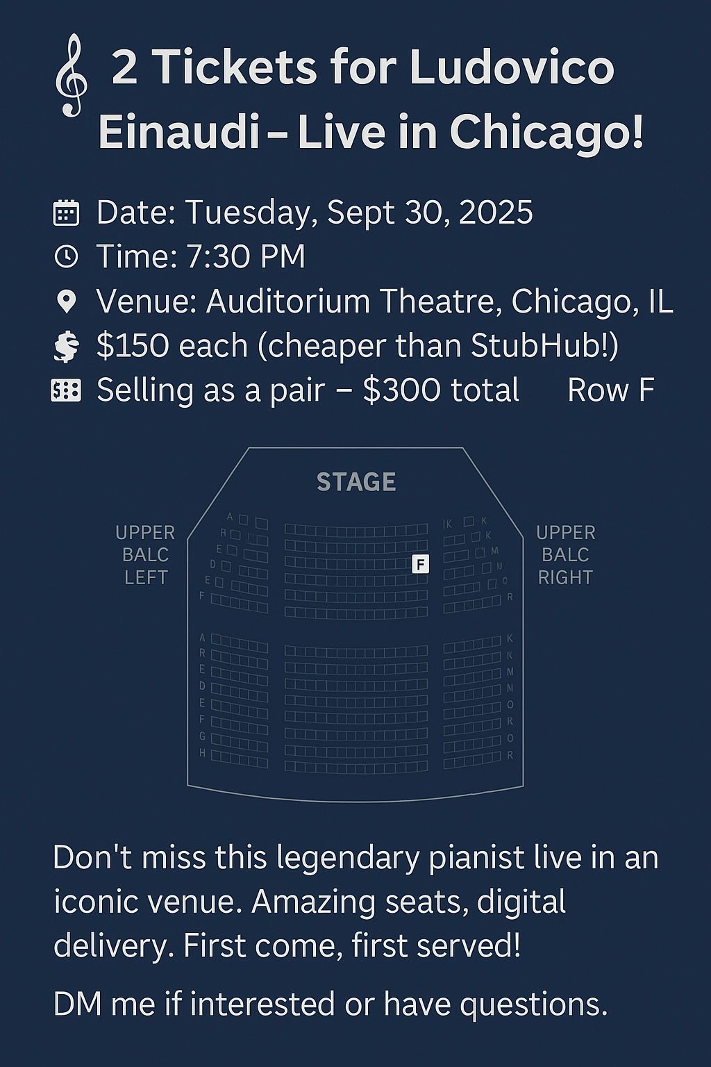 Ludovico Einaudi Concert Live – 2 Tickets BELOW Face Value!