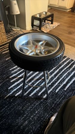 Automotive Racing Tire Accent Table & Integrated 14" Clock